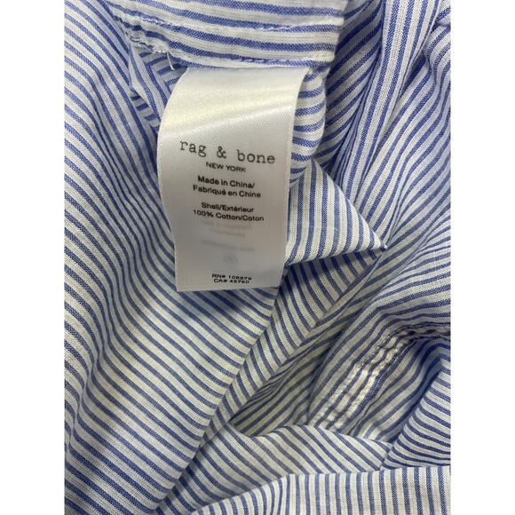 Rag & Bone 'Diana' Blue Cotton Striped Shirt Size L - Picture 5 of 5